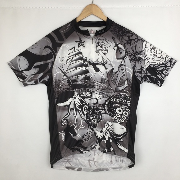 Primal Men’s 3/4 Zip Cycling Jersey Athletic Shirt Sz XL Tattoo Style Graphics - Picture 1 of 16
